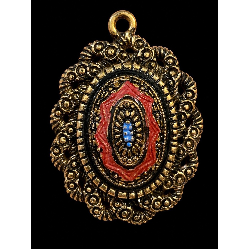T20155-Vintage Sarah Coventry Red Blue Enamel Brooch Pendant